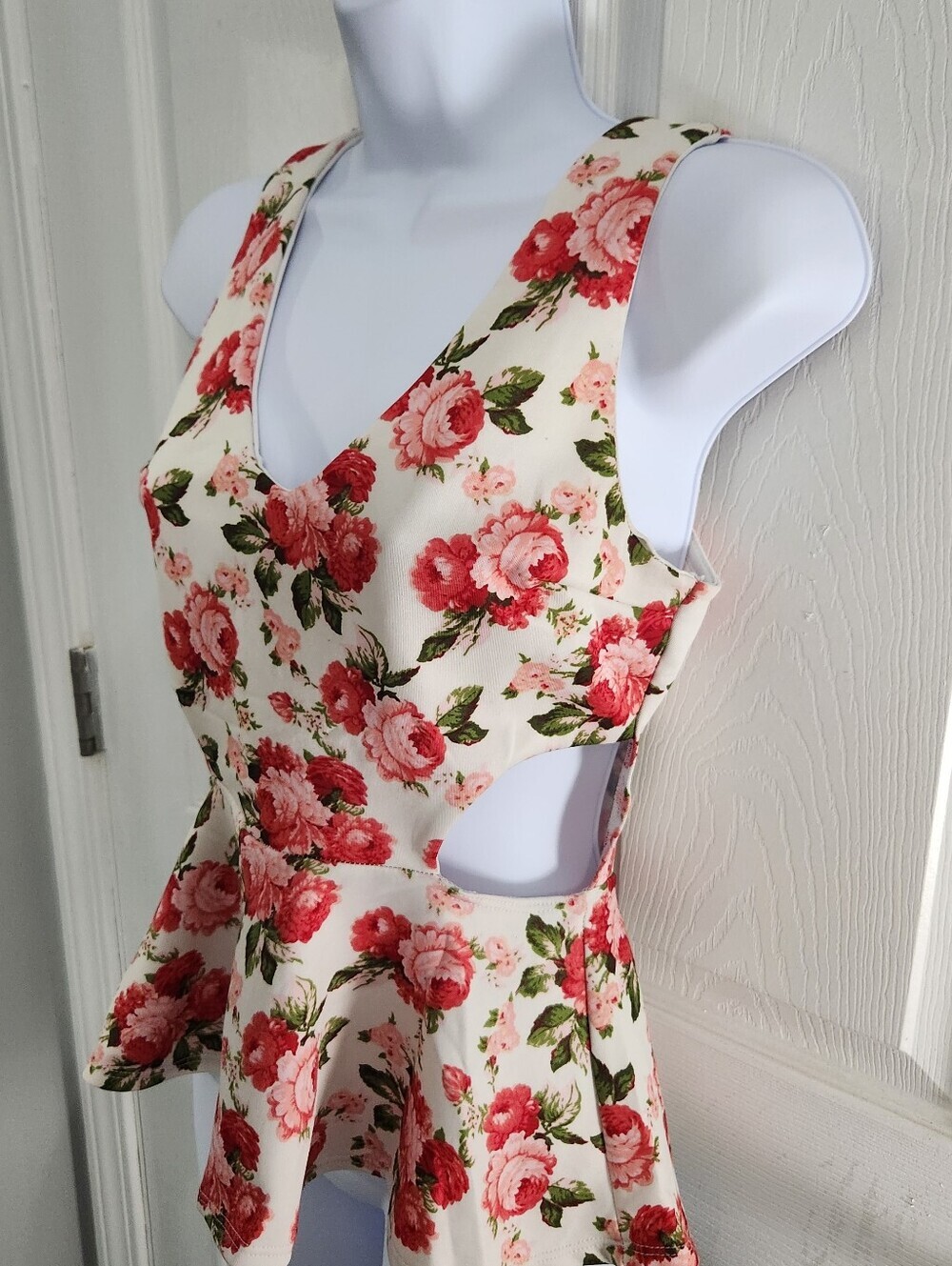 Wet seal Peplum cut out blouse y2k coquette Garden floral feminine Large - Picture 6 of 8